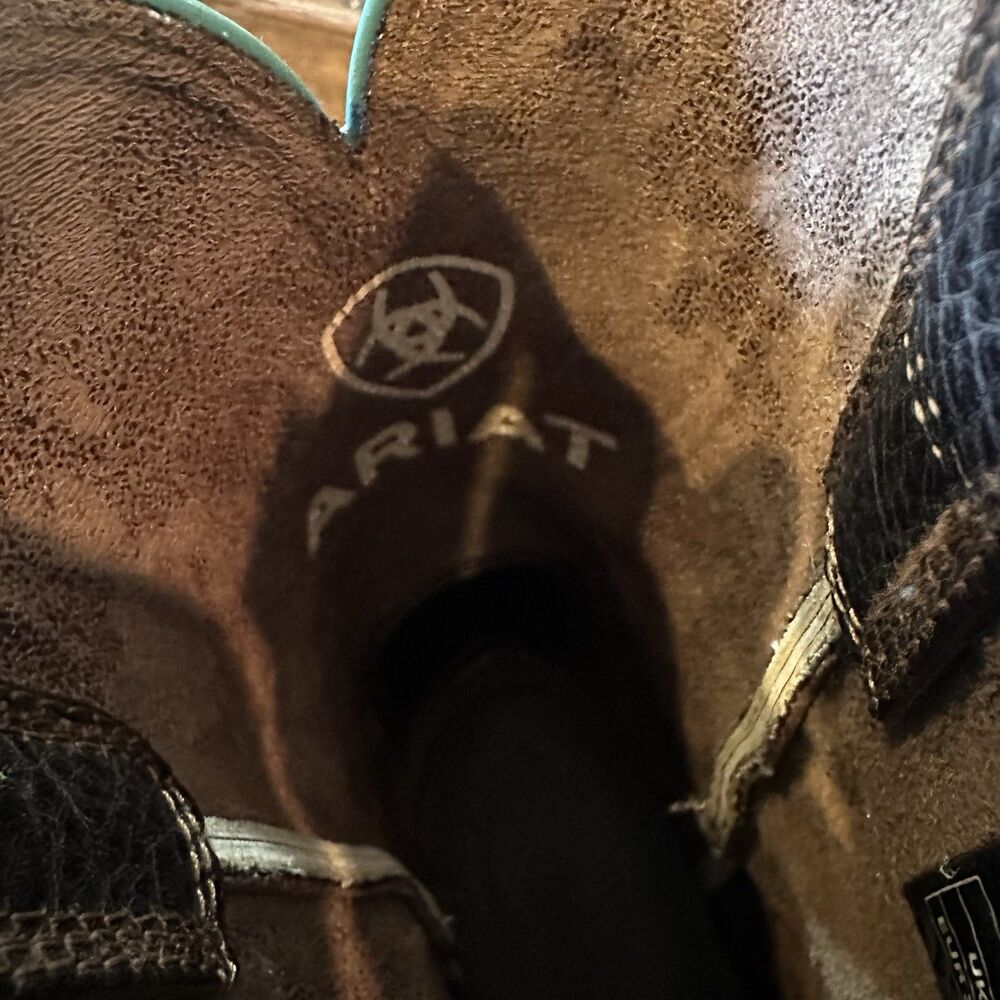 Ariat Lonestar Brown Turquoise Leather Boots Women’s Size 8 - Picture 6 of 7